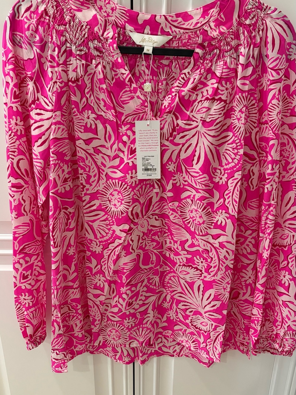 Lilly Pulitzer Silk Pink Floral Peasant Top
